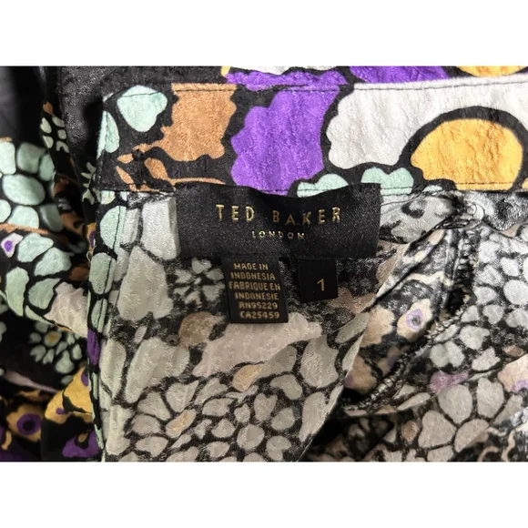 Ted Baker Saskiie Black Floral Mini Dress Size US 4 - Picture 7 of 11